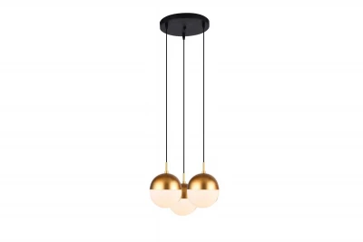 Decorațiunea Abies este un candelabru modern cu sârmă de cupru aurită și o abajur rotund din metal.