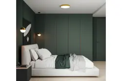 Decorul Abies este un candelabru suspendat din aur din alamă, cu o cupolă metalică rotundă. 3558