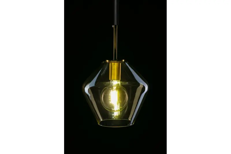 Decorul Lime, lampa suspendată modernă de 332 mm înălțime, de culoare ambră, 7887.