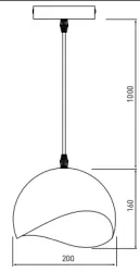 Decorul Mavia este un candelabru suspendat sferic cu nuanțe negre și galbene 1808.
