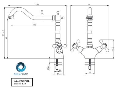 AquaTrimo Windsor  robinet clasic pentru bucătărie  nostalgic cu duză unghiulară Crom 21WS7531CM