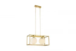 Decorul lămpii suspendate Avelin cu cadru dreptunghiular și aurit, lățime 45 cm, 2232.