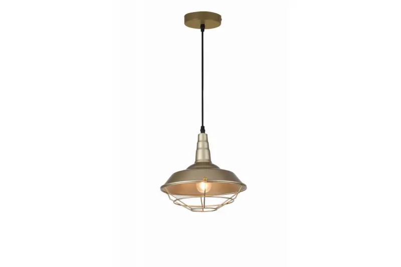 Lustra Decor Solen, în formă industrială, cu grilă aurie, cu diametrul de 26,5 cm, 2362.
