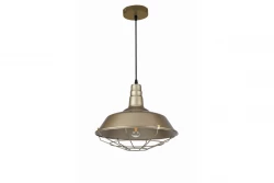 Lustra Decor Solen are o formă industrială cu rețea aurie, având un diametru de 36,5 cm, cod 3703.