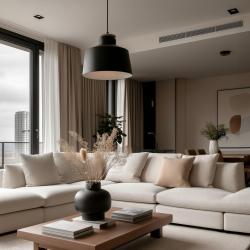 Decorul Margus pendul metalic negru mat cu adaos din lemn 2911