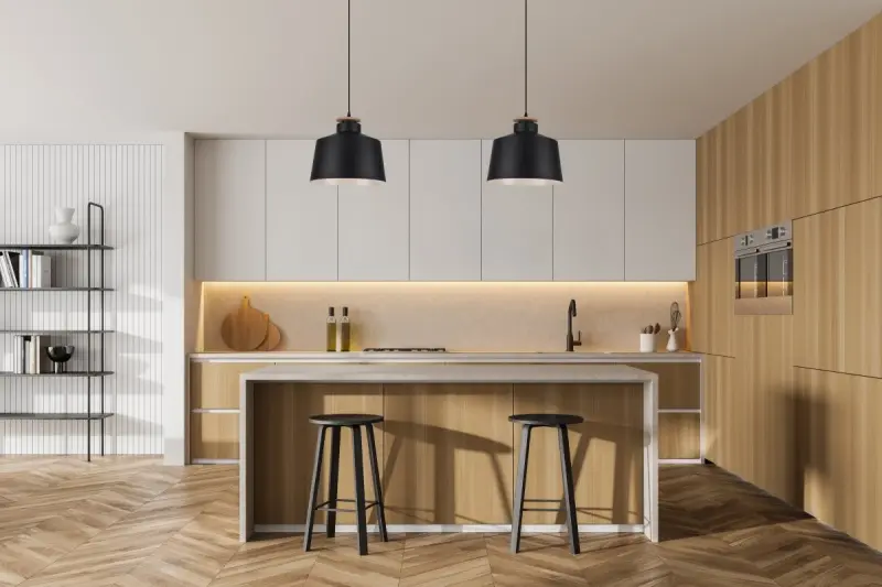 Decorul Margus pendul metalic negru mat cu adaos din lemn 2911