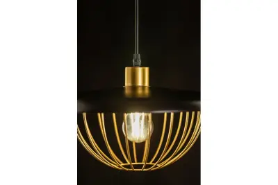 Decorațiuni Lustră modernă Tulip cu margini metalice negre și cu un închizător din sârmă aurie 3444.
