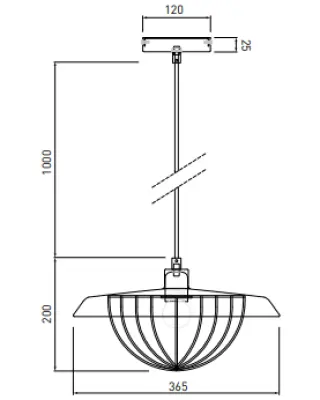 Decorațiuni Lustră modernă Tulip cu margini metalice negre și cu un închizător din sârmă aurie 3444.