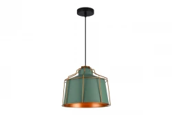 Decorațiuni Goa, lampă suspendată verde cu ramă decorativă aurie, 3499.