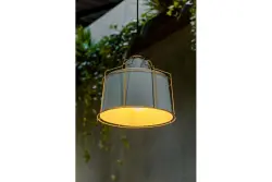 Lustră suspendată Decor Goa cu cadru decorativ de culoare gri și aurie, 3550.