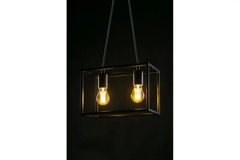 Decorul lămpii suspendate negre geometrice Diu cu 2 surse de lumină, lăţime 30 cm, 3628.