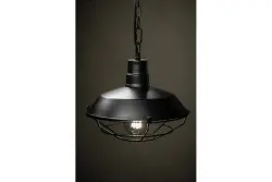 Decorațiunea lămpii suspendate Lars negru cu grilă neagră industrială, diametru de 26 cm, 2233.