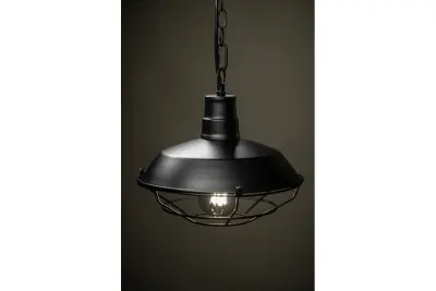 Decorațiunea lămpii suspendate Lars negru cu grilă neagră industrială, diametru de 26 cm, 2233.