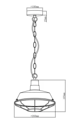 Decorațiunea lămpii suspendate Lars negru cu grilă neagră industrială, diametru de 26 cm, 2233.