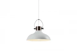 Lustra suspendată Decor Mees, de culoare albă, din metal, cu prindere pentru abajur în formă de lampă de petrol 2332.