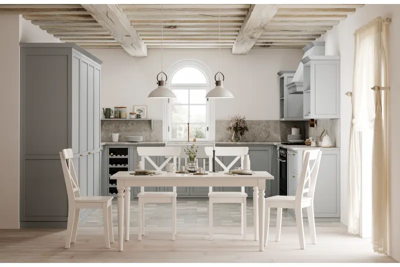 Lustra suspendată Decor Mees, de culoare albă, din metal, cu prindere pentru abajur în formă de lampă de petrol 2332.