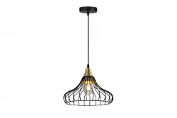Decorul Lotte, lampa suspendată neagră în formă de con vintage, fir 2622.