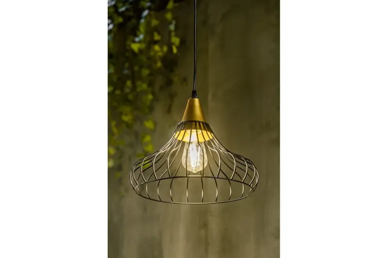 Decorul Lotte, lampa suspendată neagră în formă de con vintage, fir 2622.