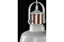 Lustră suspendată elegantă decorativă Noor, albă, cu elemente de cupru, 6934.