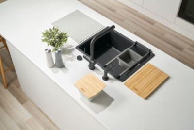 Franke Accessories universal în set de 4, placă de tăiere, tavă de inserție, covoraș de scurgere și tavă de depozitare 112.0655.488