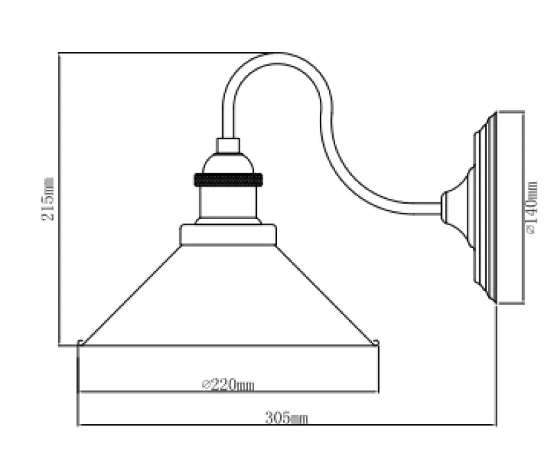 Lampa de perete Decor Mani, metalică, neagră și aurie, cu diametrul de 22 cm, 4052.