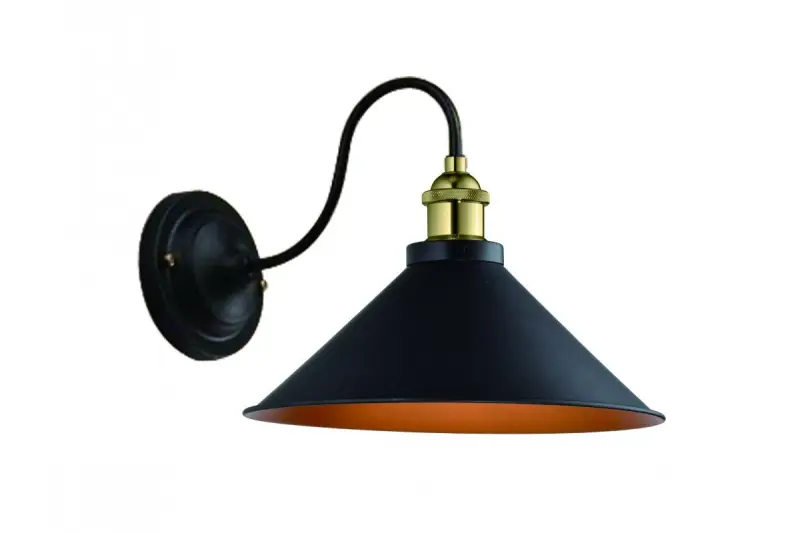 Lampa de perete Decor Mani, metalică, neagră și aurie, cu diametrul de 22 cm, 4052.