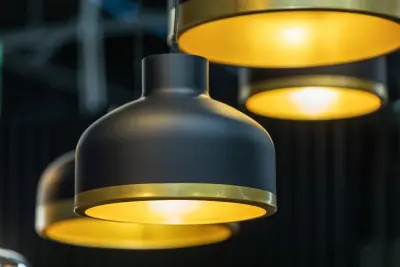 Decorațiuni Goldi, lustră modernă neagră și aurie, diametru 30 cm, 4090.