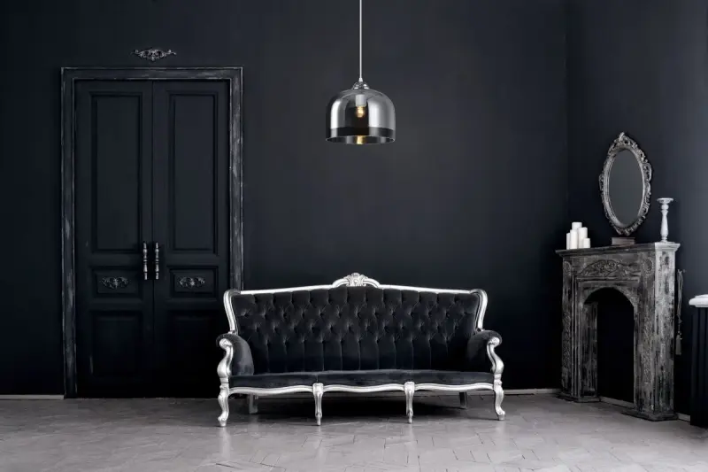 Decorul lămpi de tavan cilindrice negre din sticlă Lati, cu diametrul de 23,5 cm, 7122.