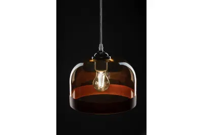 Decorul lămpii suspendate cilindrice de culoare ambră, din sticlă, cu diametrul de 23,5 cm, 7146.