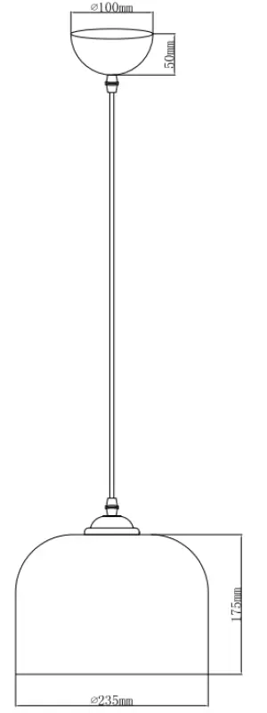 Decorul lămpii suspendate cilindrice de culoare ambră, din sticlă, cu diametrul de 23,5 cm, 7146.