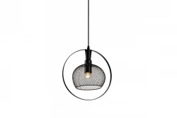 Lustra Decor Xalis, cu abajur din fir negru și margine metalică, cu diametrul de 19,5 cm, 7214.