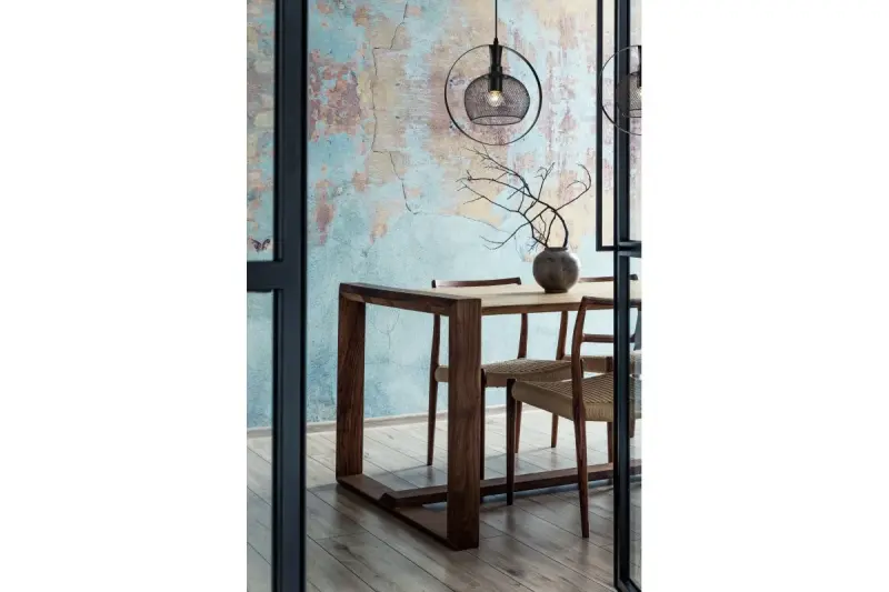 Lustra Decor Xalis, cu abajur din fir negru și margine metalică, cu diametrul de 19,5 cm, 7214.