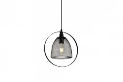 Lustră Decor Xalis, cu un abajur negru de sârmă și o margine metalică, cu un diametru de 18,5 cm, 7320.