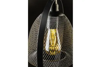 Lustră Decor Xalis, cu un abajur negru de sârmă și o margine metalică, cu un diametru de 18,5 cm, 7320.