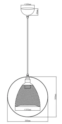 Lustră Decor Xalis, cu un abajur negru de sârmă și o margine metalică, cu un diametru de 18,5 cm, 7320.