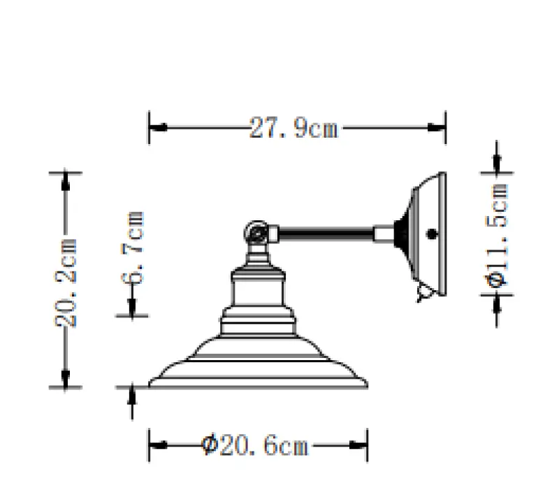 Decor Loret lampa de perete reglabilă neagră cu întrerupător, diametru de 20 cm, 7901