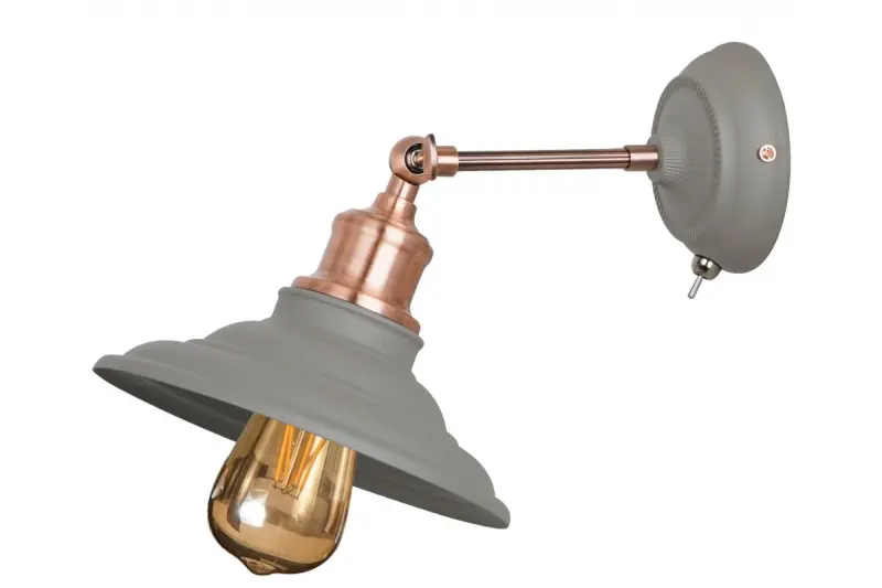 Lampa de perete Loret decorativa reglabila, gri, cu comutator, diametru de 20 cm, 8229.