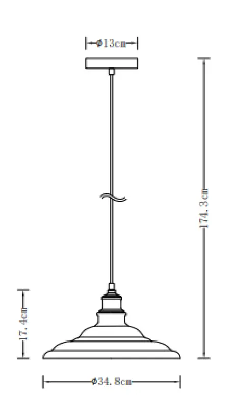 Decorațiunea Loret este un pendul negru atemporal cu un diametru de 34,8 cm.
