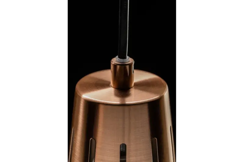 Decorul Gianni este un elegant lămpadar suspendat, de culoare gri cu accente de cupru, cu diametrul de 22 cm.