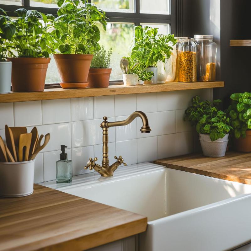 AquaTrimo Windsor robinet clasic pentru bucătărie nostalgic cu duză unghiulară bronz 21WS7531BN