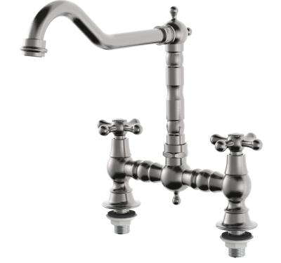 AquaTrimo Windsor Robinet de bucătărie clasic nostalgic cu 2 orificii punte și duză unghiulară cromat 21WS7653CM