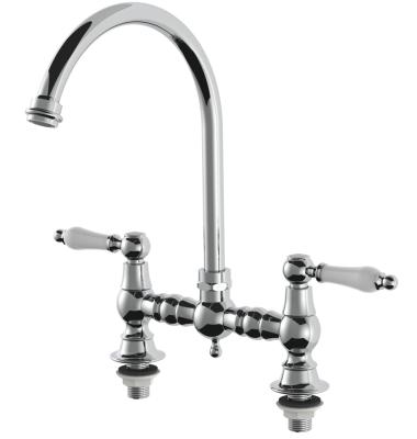AquaTrimo Country Robinet de bucătărie clasic nostalgic cu 2 orificii punte și duză rotundă cromat  21CT7655CM