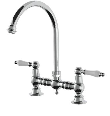 AquaTrimo Country Robinet de bucătărie clasic nostalgic cu 2 orificii punte și duză rotundă cromat  21CT7655CM