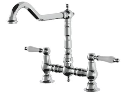 AquaTrimo Country robinet de bucătărie clasic nostalgic cu 2 orificii și duză unghiulară cromat 21CT7657CM