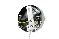 Decorațiunea lămpii de perete negre Etore cu braț metalic, cu diametrul de 11 cm, fabricată în anul 1860.