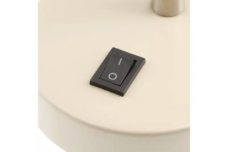 Lampă de perete Decor Etore bej cu braț metalic, diametru de 11 cm, anul 1907.