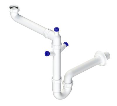 Sifon Ausmann economisitor de spațiu pentru chiuveta de bucătărie cu 2 conexiuni pentru mașina de spălat vase 1208957660