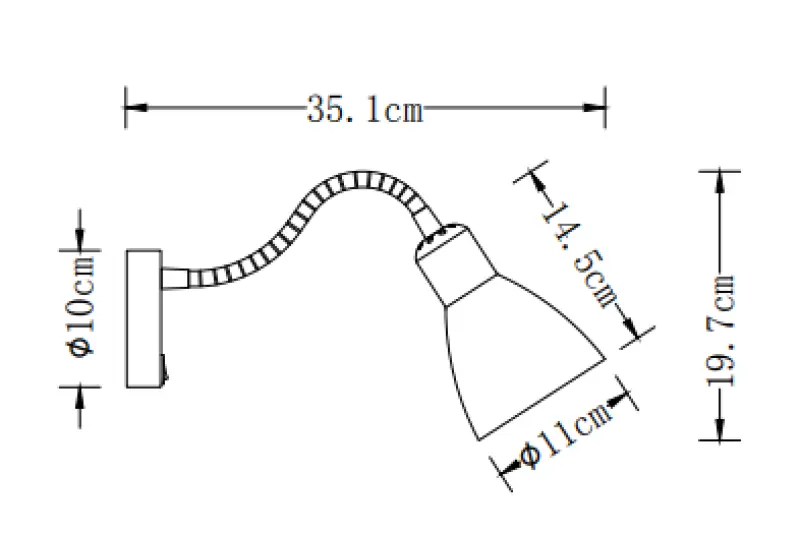 Lampă de perete Decor Etore albă cu braț metalic, diametru de 11 cm, anul 1952.