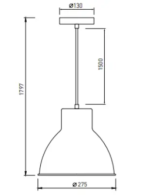 Decorațiunea pendul Dante, de culoare neagră mată, cu interiorul alb, are un diametru de 27,5 cm. 2119.