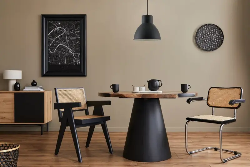 Decorațiunea pendul Dante, de culoare neagră mată, cu interiorul alb, are un diametru de 27,5 cm. 2119.